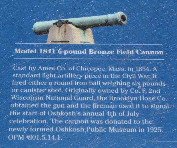 MODEL 1841 6-POUND BRONZE FIELD CANNON MEMORIAL PLAQUE