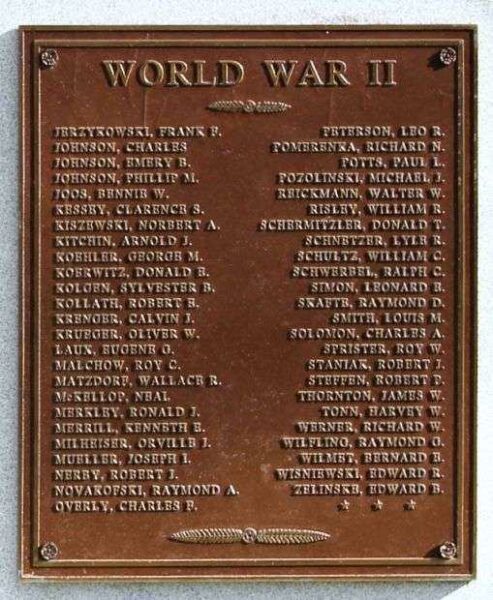 NEENAH & MENASHA WAR VETERANS MEMORIAL PLAQUE B