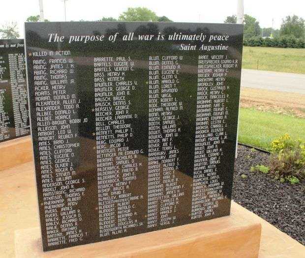 POTOSI-TENNYSON VETERANS MEMORIAL HONOR ROLL STONE A