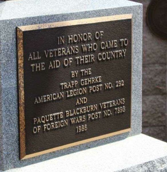 TRAPP-GEHRKE POST 292 WAR MEMORIAL PLAQUE B