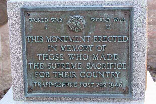 TRAPP-GEHRKE POST 292 WAR MEMORIAL PLAQUE A