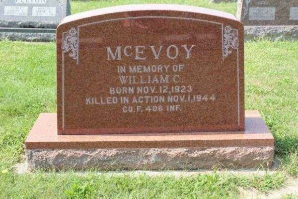 WILLIAM C MCEVOY MEMORIAL CEMETERY STONE