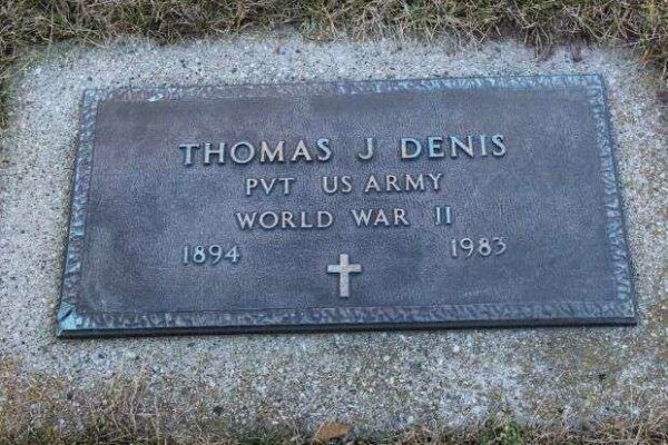 THOMAS J DENIS MEMORIAL CEMETERY STONE
