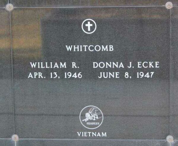 WILLIAM R. WHITCOMB WAR MEMORIAL PLAQUE