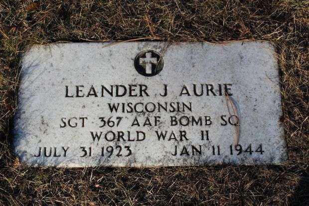 LEANDER J AURIE MEMORIAL CEMETERY STONE