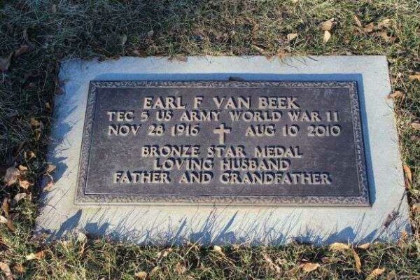 EARL F VAN BEEK MEMORIAL CEMETERY STONE