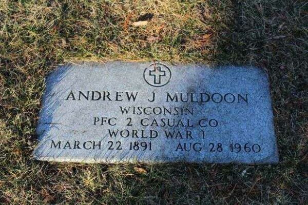ANDREW J MULDOON MEMORIAL CEMETERY STONE