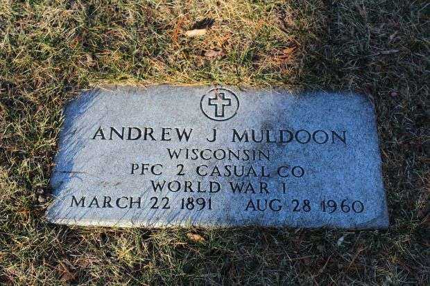 ANDREW J MULDOON MEMORIAL CEMETERY STONE