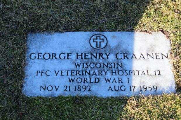 GEORGE HENRY CRAANEN MEMORIAL CEMETERY STONE
