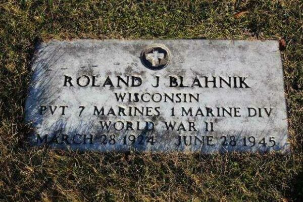 ROLAND J BLAHNIK MEMORIAL CEMETERY STONE