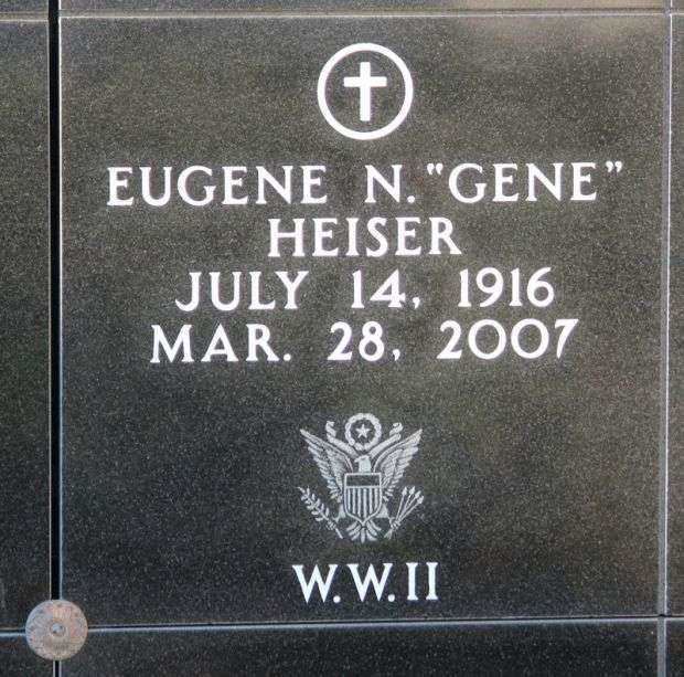 EUGENE N. “GENE” HEISER WAR MEMORIAL PLAQUE