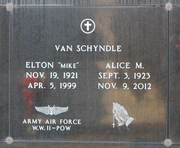 ELTON “MIKE” VAN SCHYNDLE WAR MEMORIAL PLAQUE