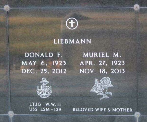 DONALD F. LIEBMANN WAR MEMORIAL PLAQUE