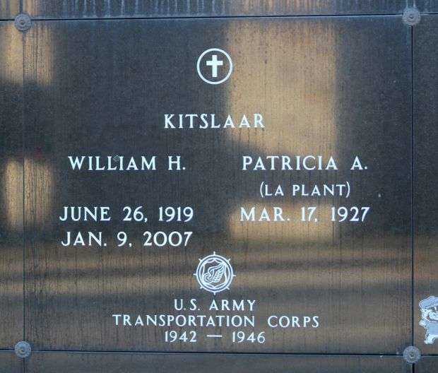 WILLIAM H. KITSLAAR WAR MEMORIAL PLAQUE