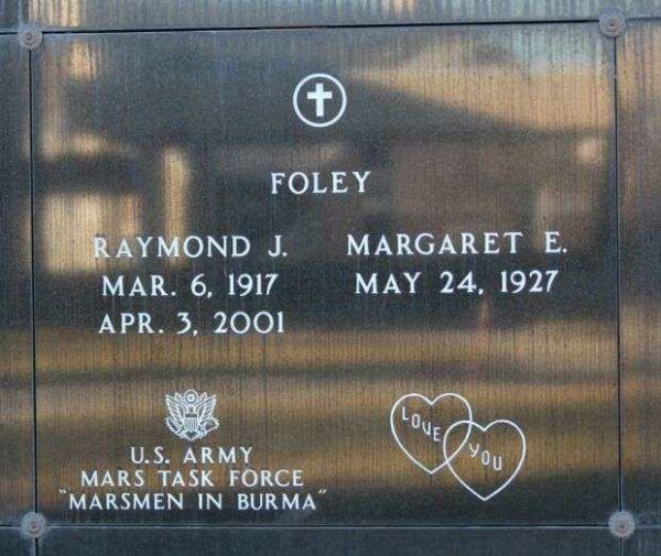 RAYMOND J. FOLEY WAR MEMORIAL PLAQUE