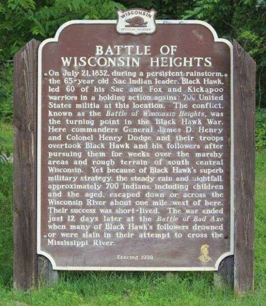BATTLE OF WISCONSIN HEIGHTS MEMORIAL MARKER