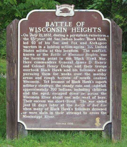 BATTLE OF WISCONSIN HEIGHTS MEMORIAL MARKER