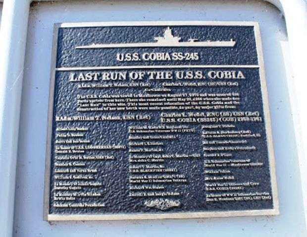 LAST RUN OF THE U.S.S. COBIA MEMORIAL PLAQUE