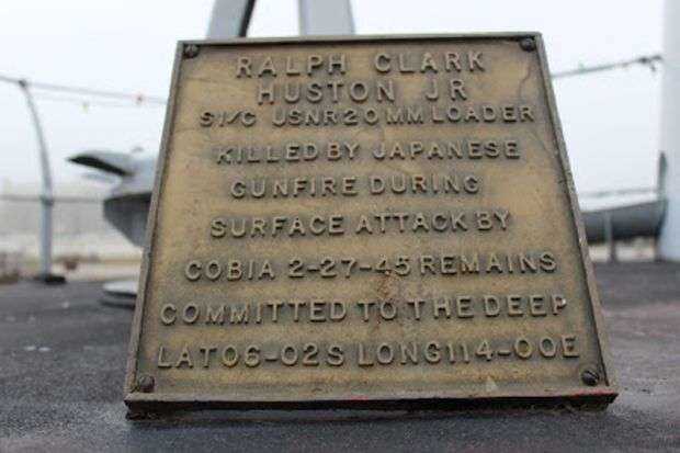 RALPH CLARK HUSTON JR WAR MEMORIAL PLAQUE