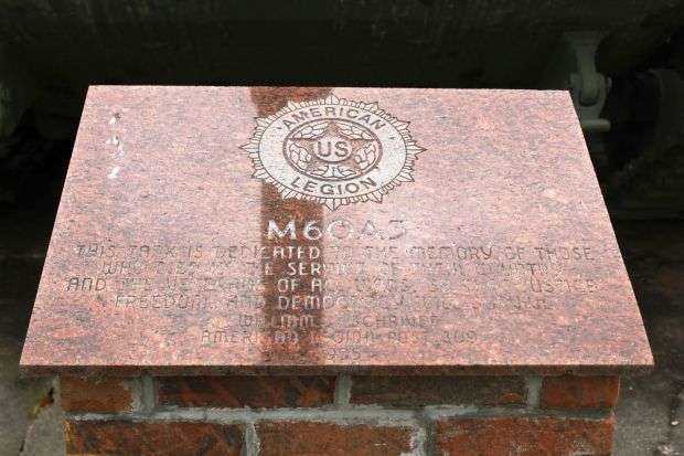 AMERICAN LEGION POST 309 M60A3 MEMORIAL TANK DEDICATION STONE