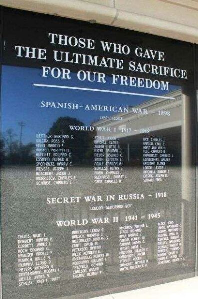 BURLINGTON WAR VETERANS HONOR ROLL MEMORIAL PANEL B