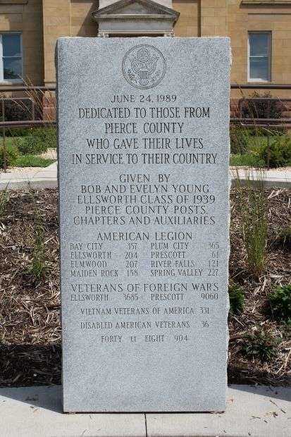 PIERCE COUNTY WAR VETERANS MEMORIAL DEDICATION STONE