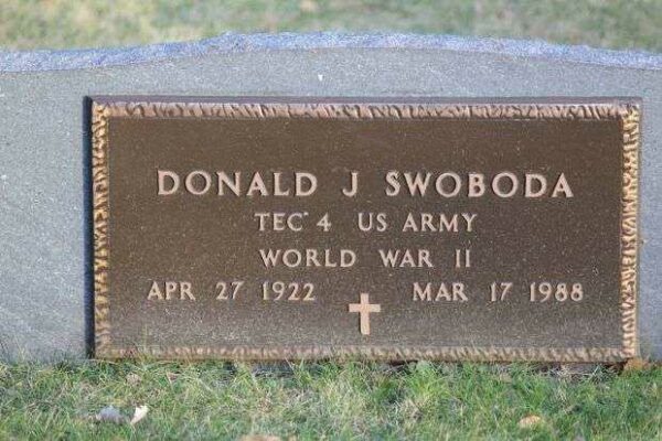 DONALD J SWOBODA MEMORIAL CEMETERY STONE