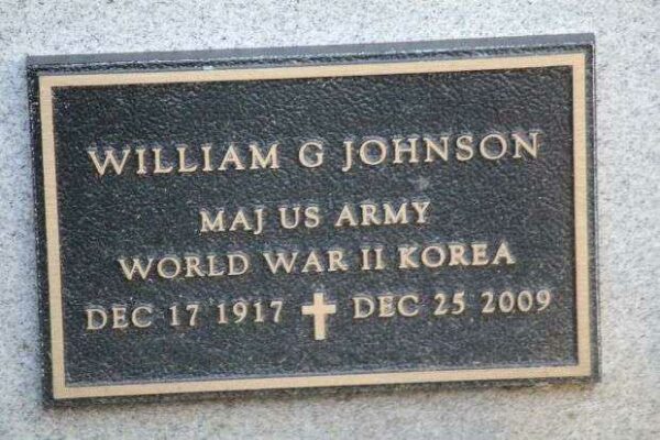 WILLIAM G JOHNSON MEMORIAL CEMETERY STONE