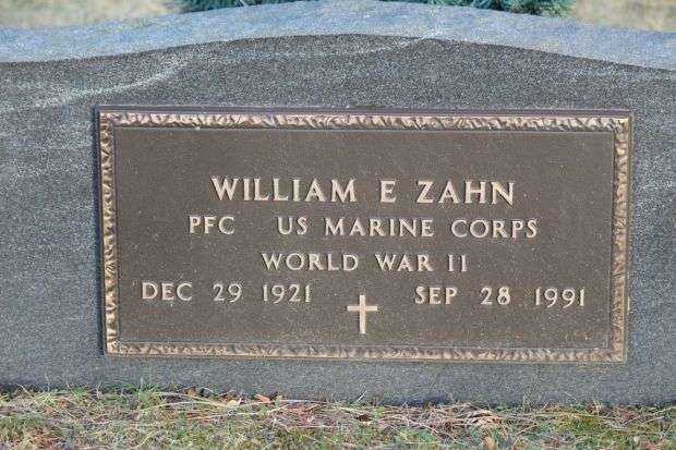 WILLIAM E ZAHN MEMORIAL CEMETERY STONE