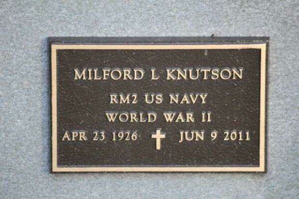 MILFORD L KNUTSON MEMORIAL CEMETERY STONE