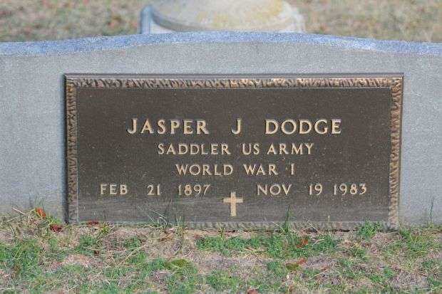 JASPER J DODGE MEMORIAL CEMETERY STONE
