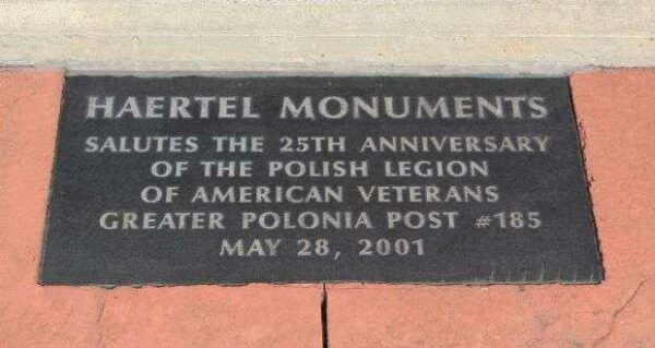 GREATER POLONIA POST #185 WAR MEMORIAL 25TH ANNIVERSARY STONE