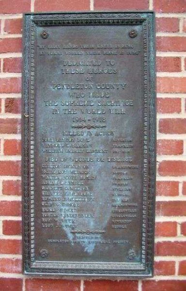 PENDLETON COUNTY WORLD WAR MEMORIAL PLAQUE