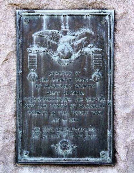 MARSHALL COUNTY WORLD WAR MEMORIAL PLAQUE