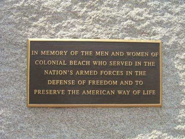 COLONIAL BEACH VETERANS MEMORIAL PLAQUE
