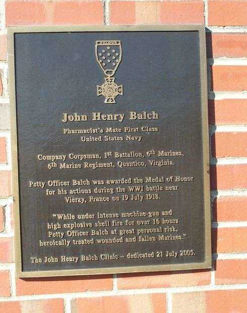 JOHN HENRY BALCH MEDAL OF HONOR MEMORIAL PLAQUE
