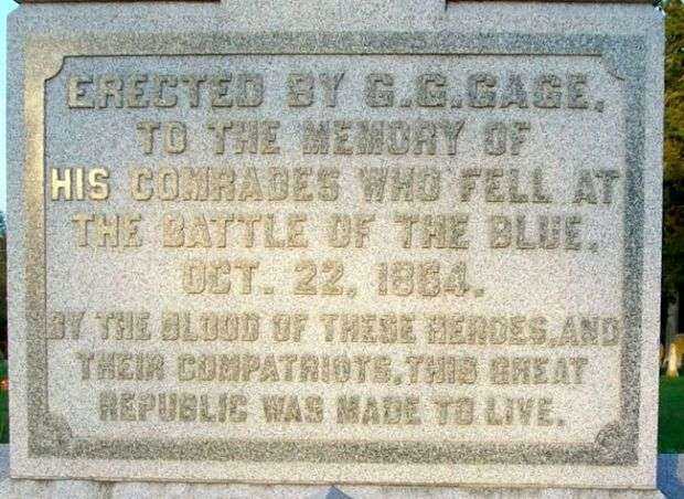 THE BATTLE OF THE BLUE WAR MEMORIAL DEDICATION STONE