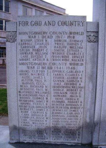 MONTGOMERY COUNTY WAR MEMORIAL FRONT LEFT PANEL