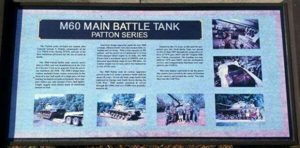 M60 MAIN BATTLE TANK PATTON MEMORIAL PLAQUE