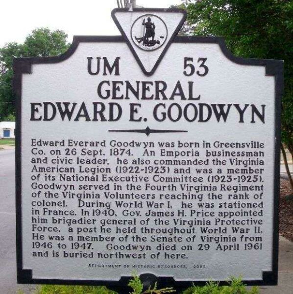 GENERAL EDWARD E. GOODWYN MEMORIAL MARKER