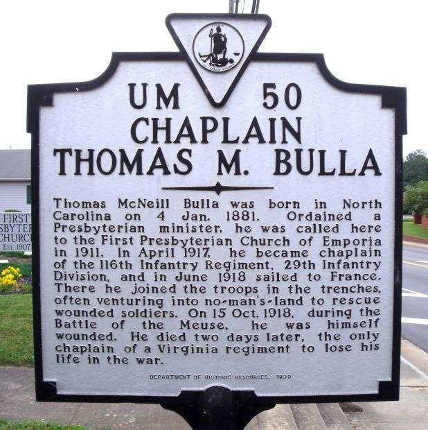 CHAPLAIN THOMAS M. BULLA MEMORIAL MARKER