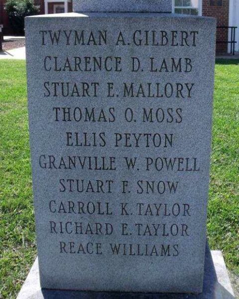 STANARDSVILLE WORLD WAR II MEMORIAL HONOR ROLL STONE