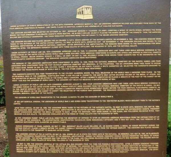 TOMB OF THE UNKNOWN SOLDIER MEMORIAL MARKER