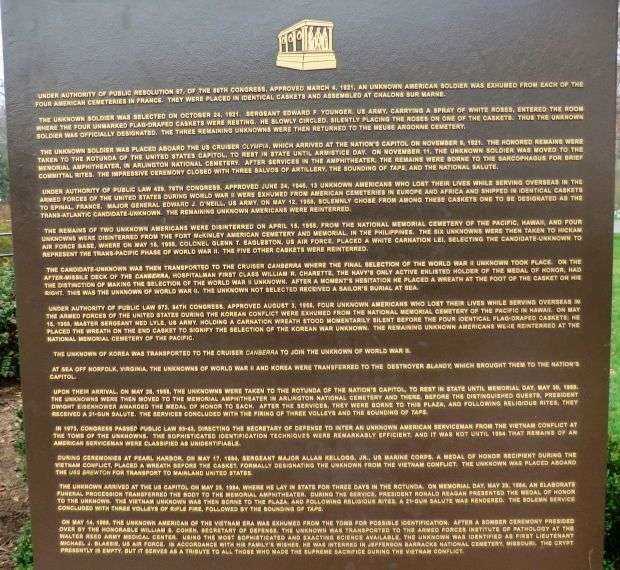 TOMB OF THE UNKNOWN SOLDIER MEMORIAL MARKER