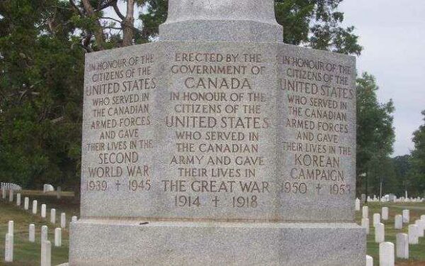 CANADIAN CROSS OF SACRIFICE MEMORIAL DEDICATION STONE