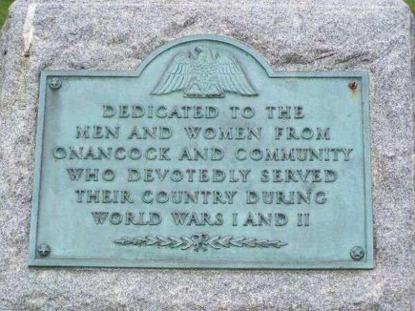 ONANCOCK WORLD WARS I AND II MEMORIAL PLAQUE