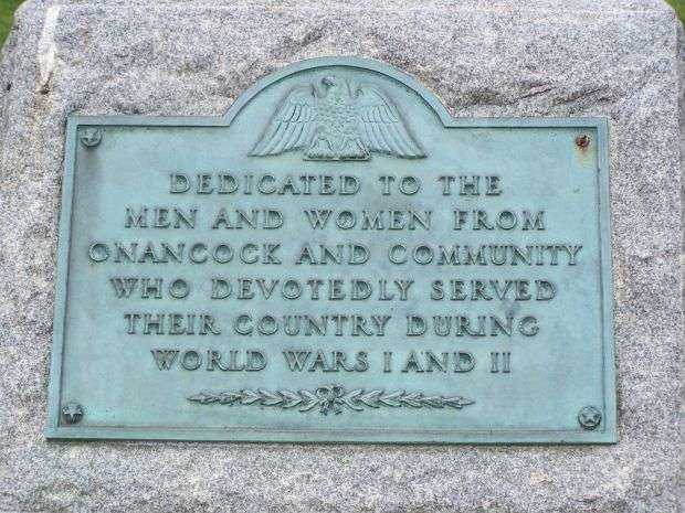 ONANCOCK WORLD WARS I AND II MEMORIAL PLAQUE