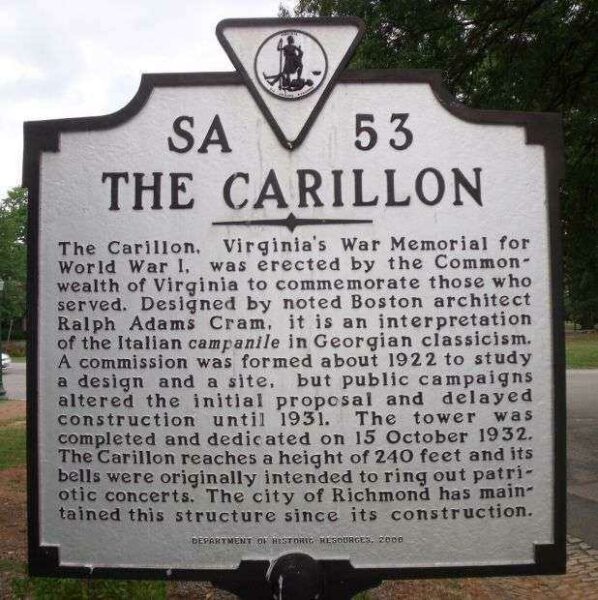 THE CARILLON WAR MEMORIAL MARKER