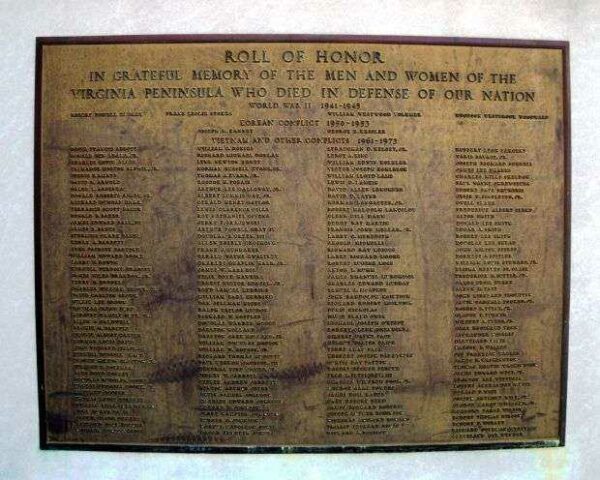 NEWPORT NEWS VICTORY ARCH MEMORIAL PLAQUE D