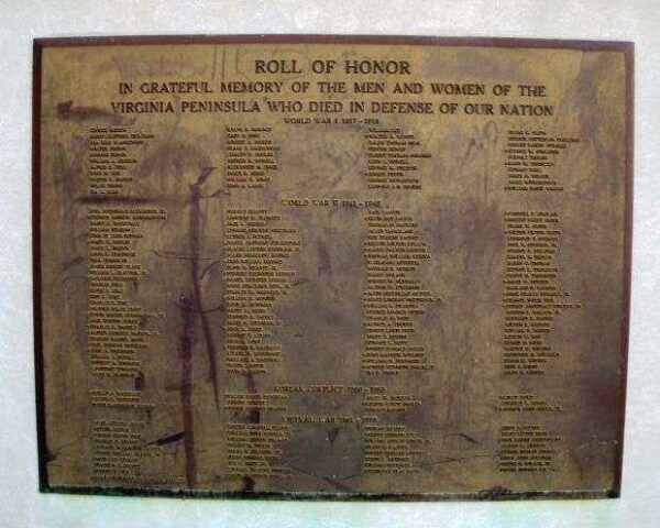 NEWPORT NEWS VICTORY ARCH MEMORIAL PLAQUE C